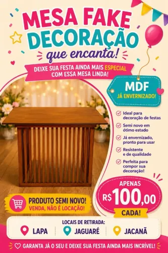 Mesa fake para decoração de festa