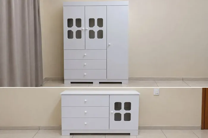 Guarda-roupas e cômoda infantil