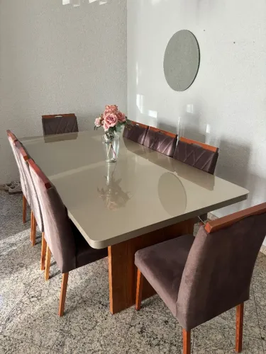 conjunto de mesa de jantar com 8 cadeiras usado
