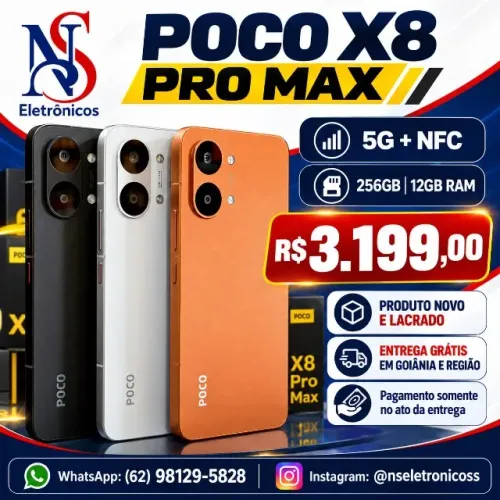 Celular Poco X8 Pro Max 256/12 Laranja Preto Branco Azul Novo Entregamos