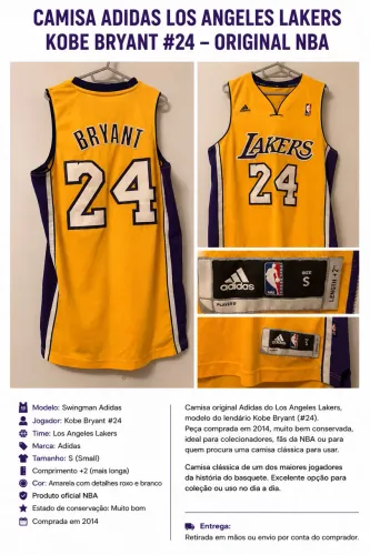 Camisa Adidas Los Angeles Lakers Kobe Bryant #24 Original NBA | Tam. S