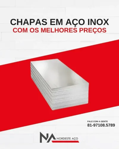 CHAPA EM AÇO INOX R$ 25,25 a Vista. Tel:  3032 3682 / Whatsapp: *