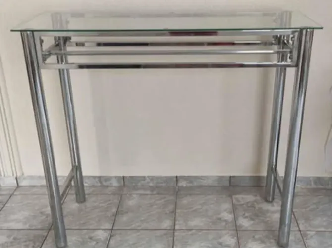 Mesa expositora de vidro