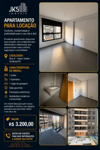Imóvel para aluguel possui 60 metros quadrados com 1 quarto em Setor Oeste - Goiânia - GO
