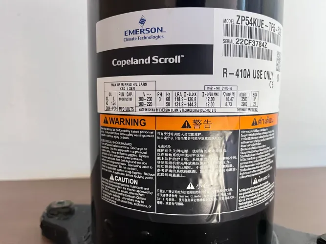 Compressor Copeland Scroll Emerson ZP54KUE-TF5-522 ? R-410A (NOVO, NUNCA USADO)