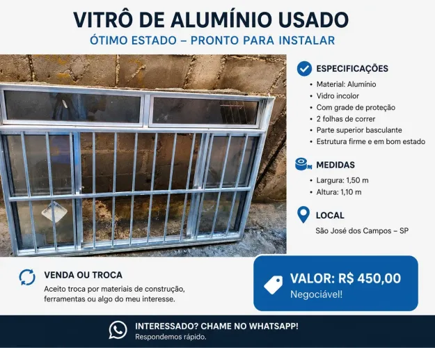 Vendo ou Troco Vitrô Alumínio