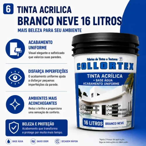 Tinta acrilica 16 litros Branco Neve Interior e Exterior