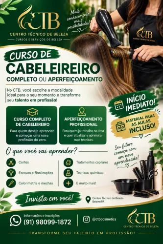 Curso de cabeleireiro unissex /completo ou módulo