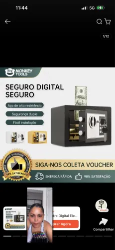 Cofre digital eletrônico e chaves novo na caixa 