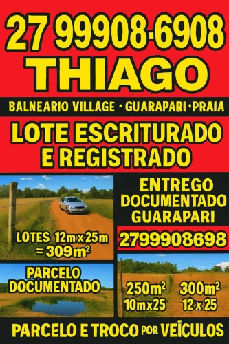 Lotes Escriturados à Venda em Guarapari - Ideal para Investidores, aceito ofertas, parcelo