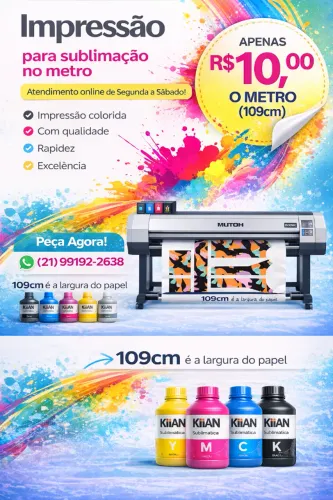 Impressão Sublimática  R$10 M²
