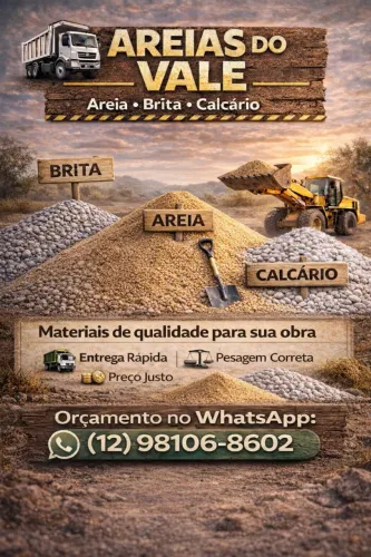 Areia, Brita e Calcário em São José, Caçapava, Jacareí e Região