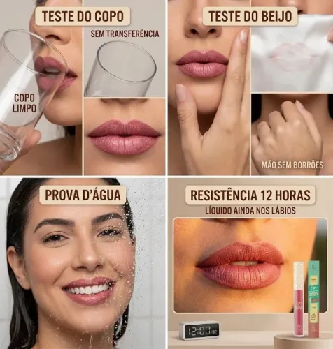 Batom Líquido Latika Lip Matte 45 Metalizado Não Transfera Não Craquela 4ml