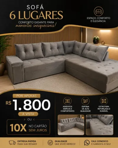 Sofá,bem estofado e reforçado de qualidade