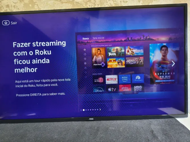 TV AOC 43 polegadas smart com sistema roku