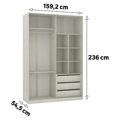 Closet modulado com 3 cavetas