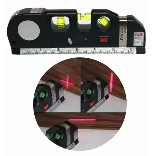 Nível A Laser 3 Linhas Cruz Com Trena Régua Nivelador Construção