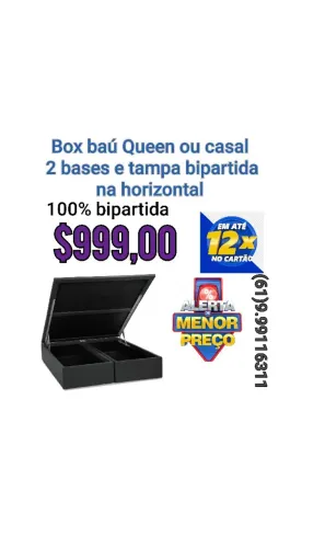 Cama box toda bipartida ideal para lugares de difícil acesso
