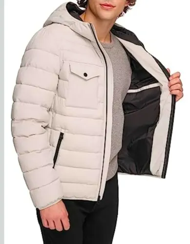 Levi's Jaqueta masculina com capuz elástica resistente à água Nova.
