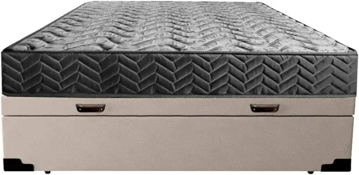 Colchão Casal Molas Ensacadas + Cama Box Baú Bege