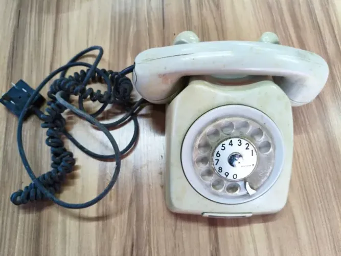 Telefone Antigo Ericsson Disco Bege Vintage Década 70