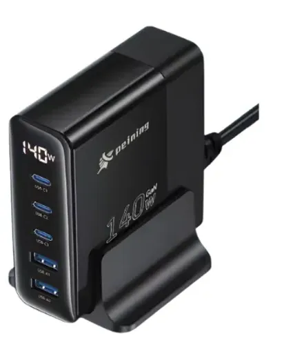 Carregador Turbo Gan 140w Quick Charger G329-b 5 Portas