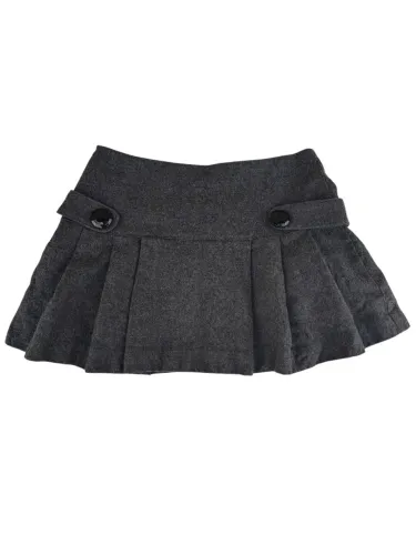 Mini saia plissada com estética colegial em lã cinza Tam.36 fabricada no Japão