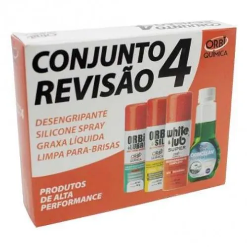 Kit Revisão Orbi Graxa Desengripante Silicone Limpa Vidro