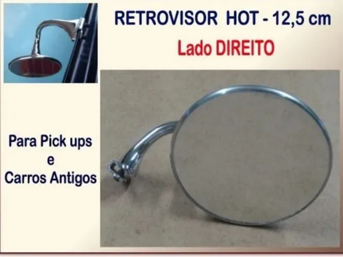Retrovisor Hot Pick Ups 3100 Carros Antigos 12,5cm Pipe Direito