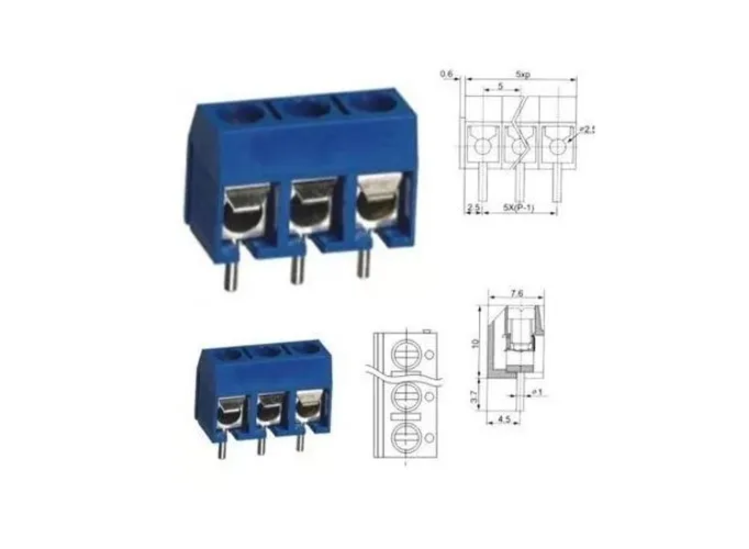 COD-CP100 Kit 5 Unid. Conector Borne Kre Kf301 3p 3 Vias C/ Parafuso  Arduino Automação