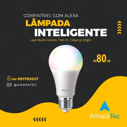Smart Lâmpada Led Colors, 10w Bivolt Wi-FI - Elgin, compatível com Alexa