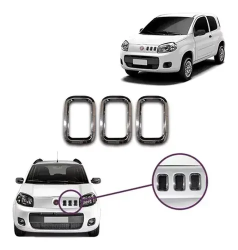 Aplique Fiat Uno 2010 à 2014 - Grade Cromada - Shekparts