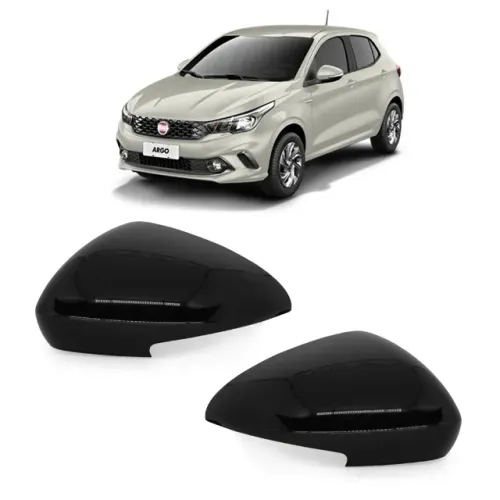 Capa de Retrovisor Fiat Argo 2018 - Superior Preto Liso - Preparado P/ Pisca - Metagal