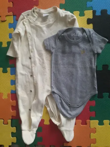 Kit 2 peças macacão manga longa e body manga curta