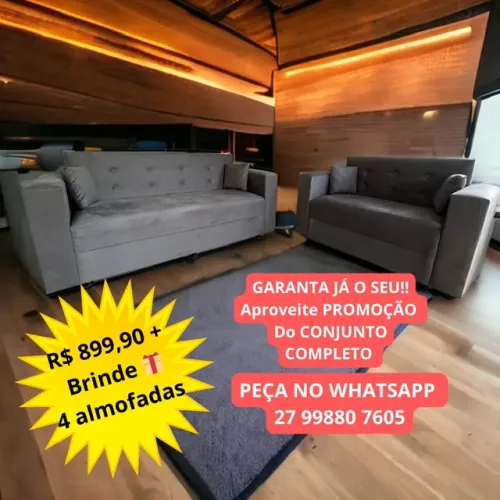  Sofá 3/2 lugares novos da Fábrica! Almofadas de BRINDE!