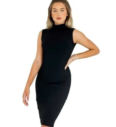 Vestido Canelado Preto