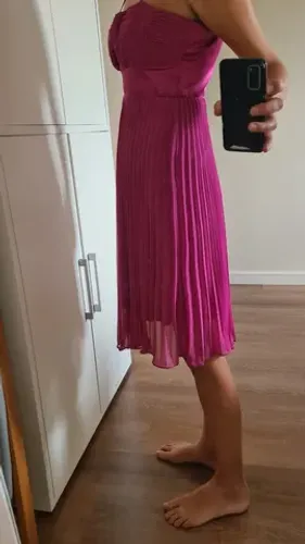 Vestido longuete plissado rosa tam. 42