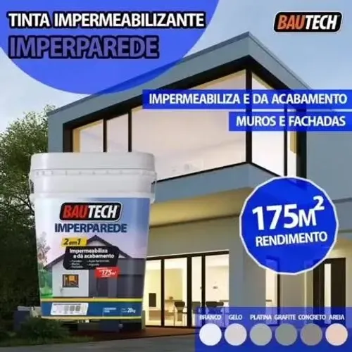 Tinta Bautech Imperparede Impermeabiliza e da Acabamento Muros e Fachadas 20kg