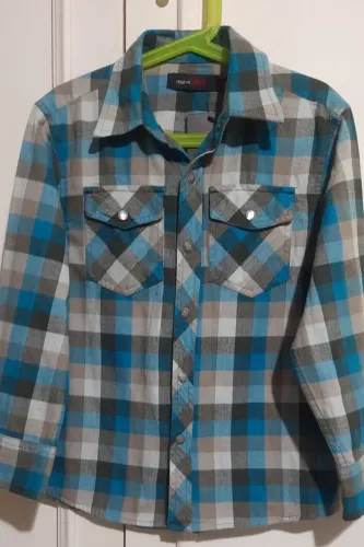Camisa infantil Reserva Mini quadriculada azul, 6 anos, algodão flanelado