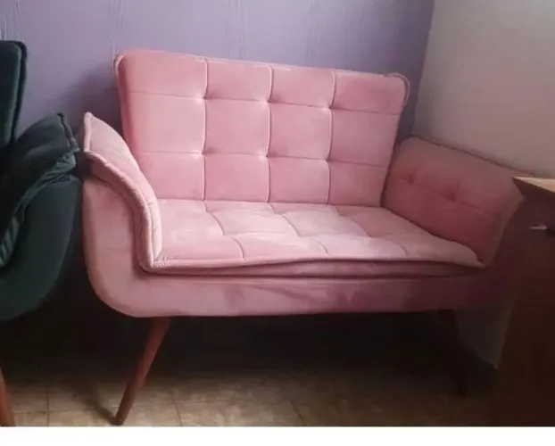 Sofá de Veludo Rosa - Novo