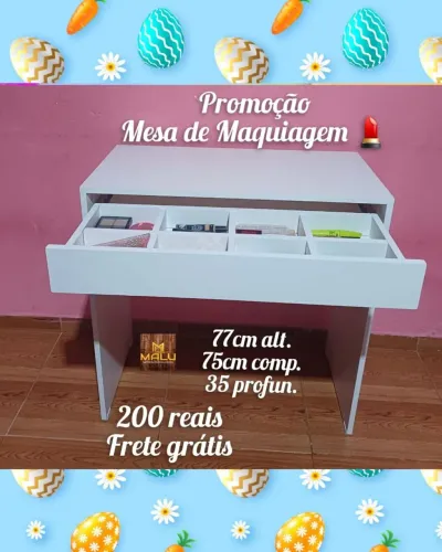 Mesa de Maquiagem Branca - 77cm Alt. - Frete Grátis