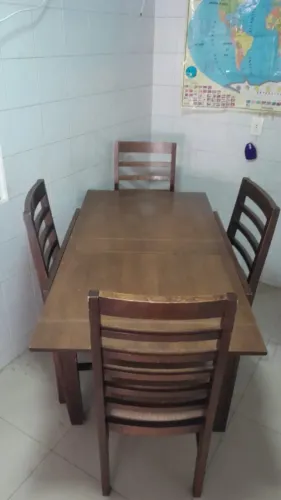Conjunto Mesa de Jantar Retrátil + 4 Cadeiras