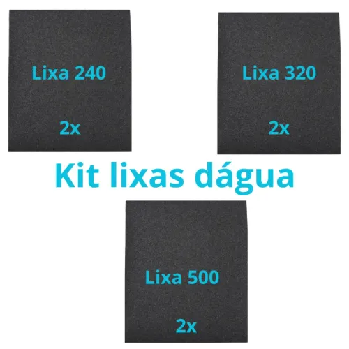 Kit Lixas 240 320 500 com 2 Folhas De Cada Lixamento D'água Metal Plástico PinturaPintura 