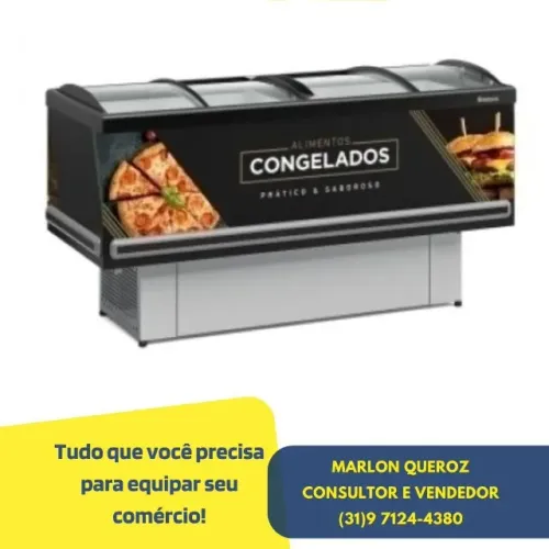 Ilha de Congelados 2M Vidro Curvo Gelopar