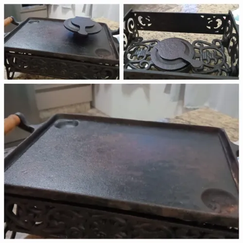 Chapa de ferro fundido com fogareiro 