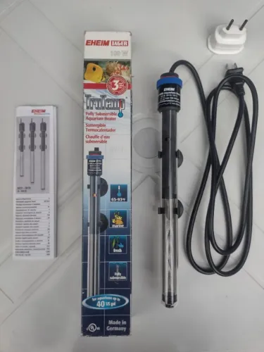 Aquecedor com termostato Eheim 100 W, para aquários até 150 litros, usado, mas como novo