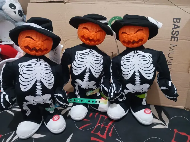 1 Boneco Halloween Abóbora Esqueleto