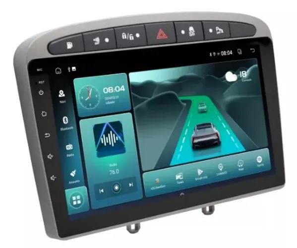 Central Multimídia Android 9 polegadas Carplay/A. auto Peugeot 308/408