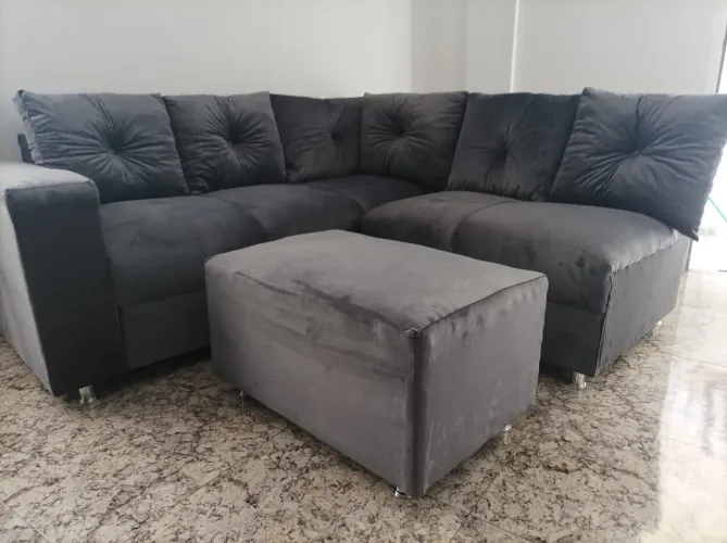 Sofá de Canto Cinza - Novo