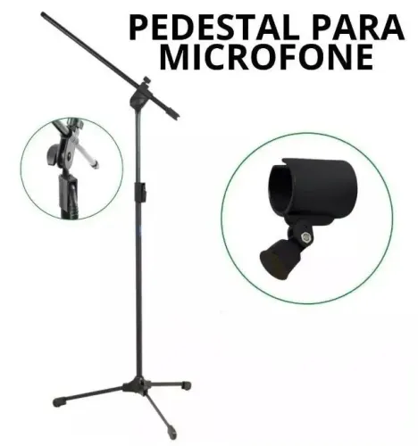 Pedestal Tripe Para Microfone Ask Trava Rápida + Cachimbo Porta Banner